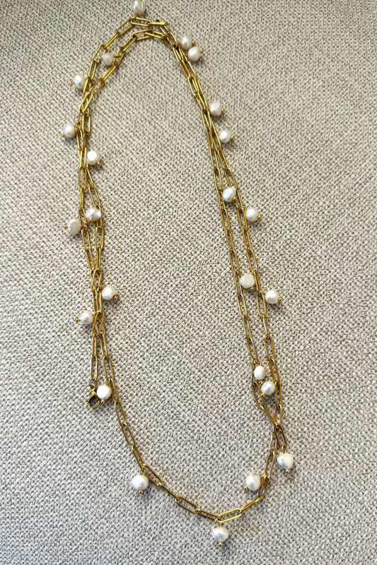 Long Pearl Beaded Necklace