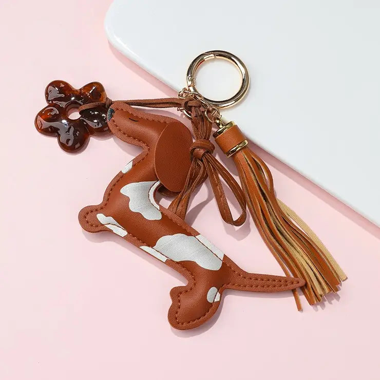 Dappled Dachshund Vegan Leather Bag Charm