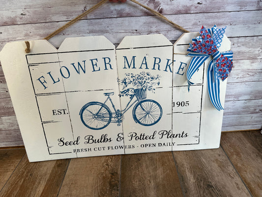 Flower Market Sign - Blue