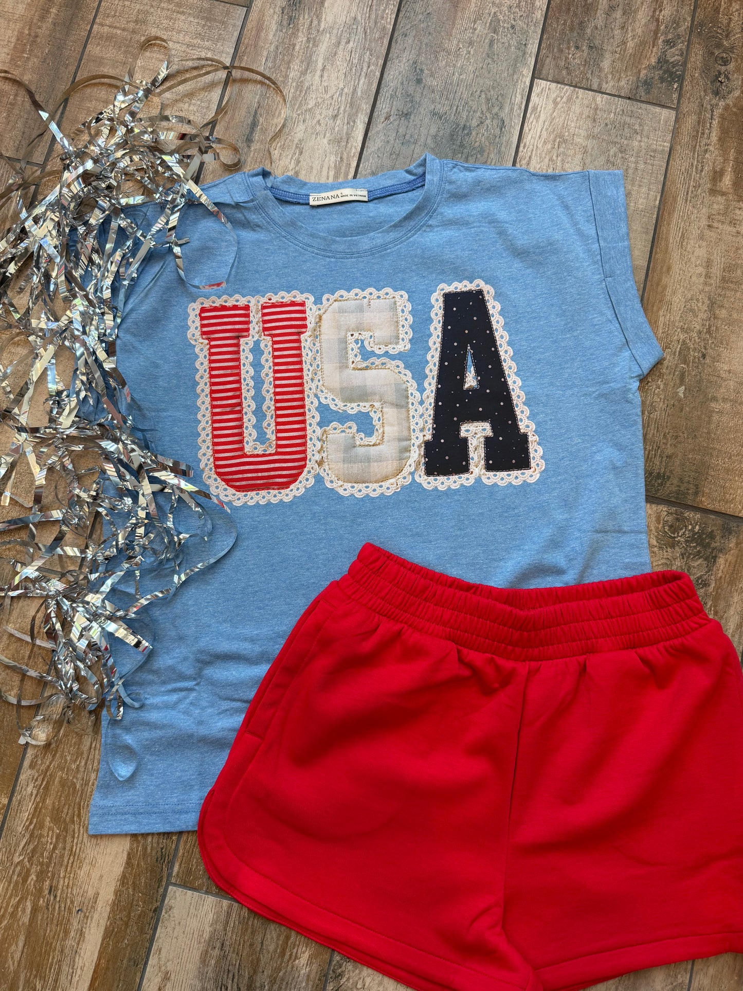 USA Tee on Blue