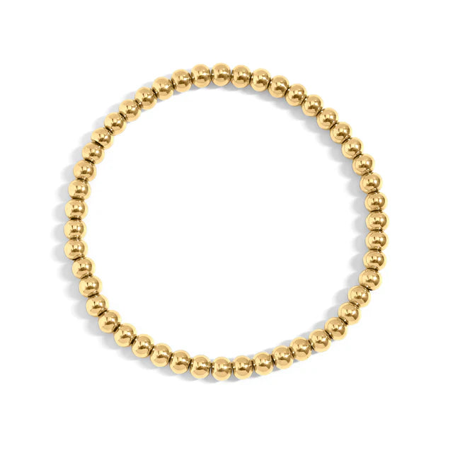 18K Gold Stainless Steel Beaded Stretch Bracelet