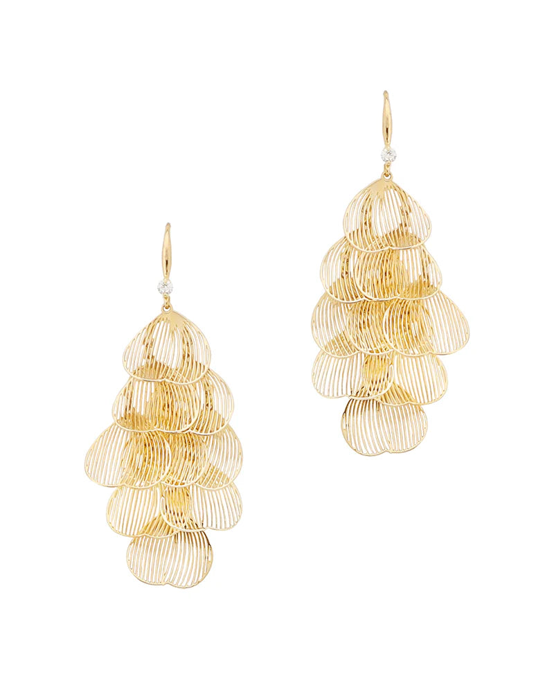 Filigree Flower Petal Drop Earrings