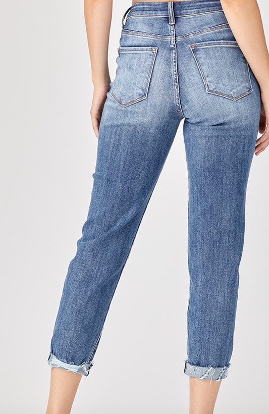 High Rise Boyfriend Jeans in Medium Wash