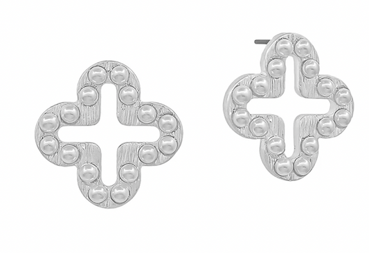 Metal w/Pearl Clover Studs