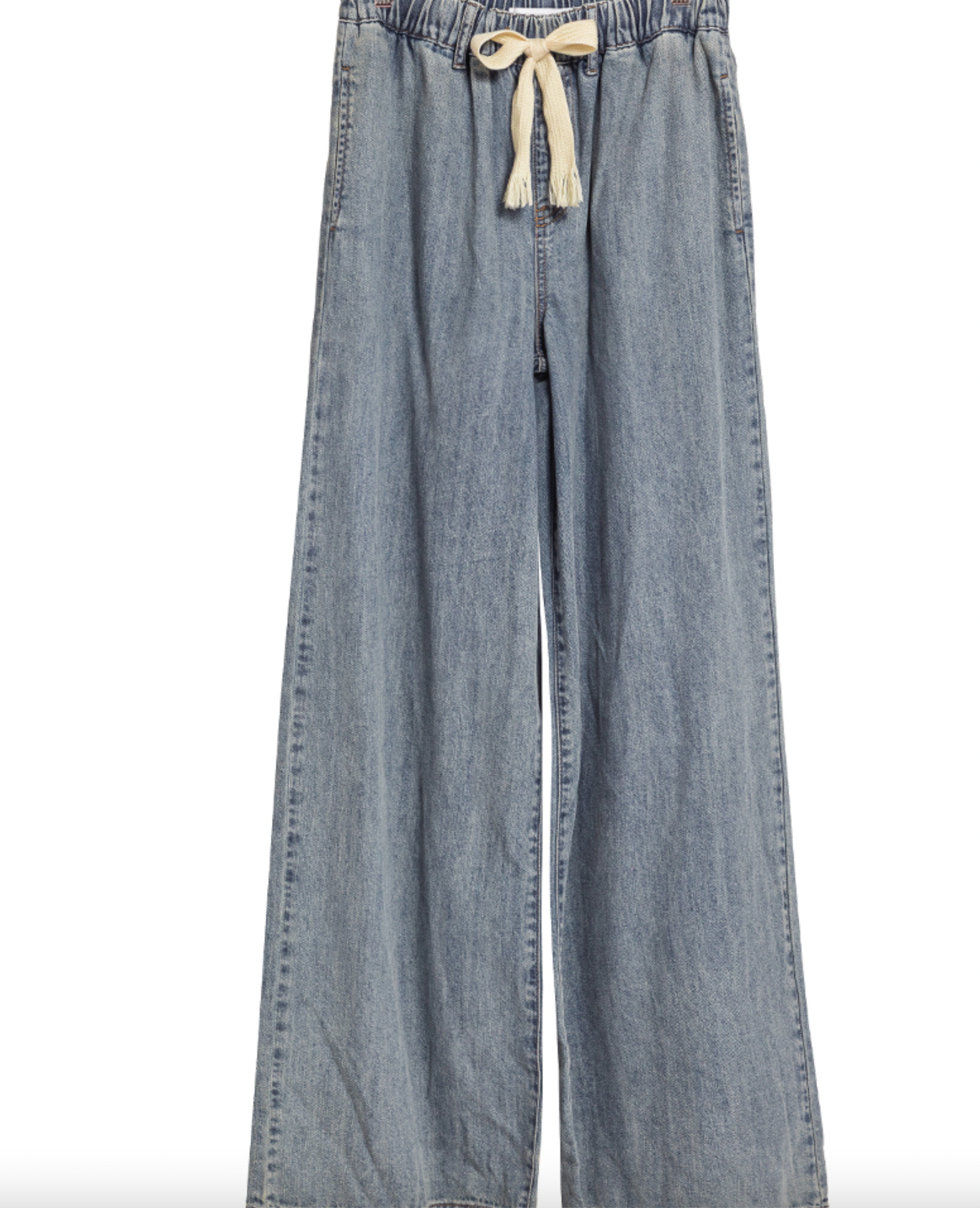 Wide Leg Drawstring Denim Pants