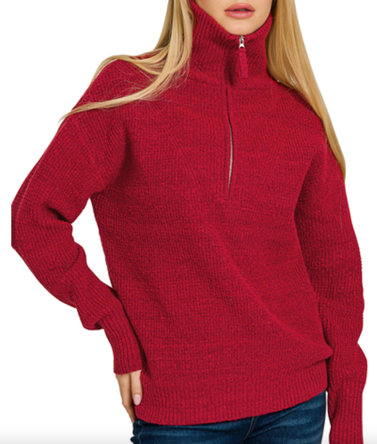 Half Zip High Collared Sweater