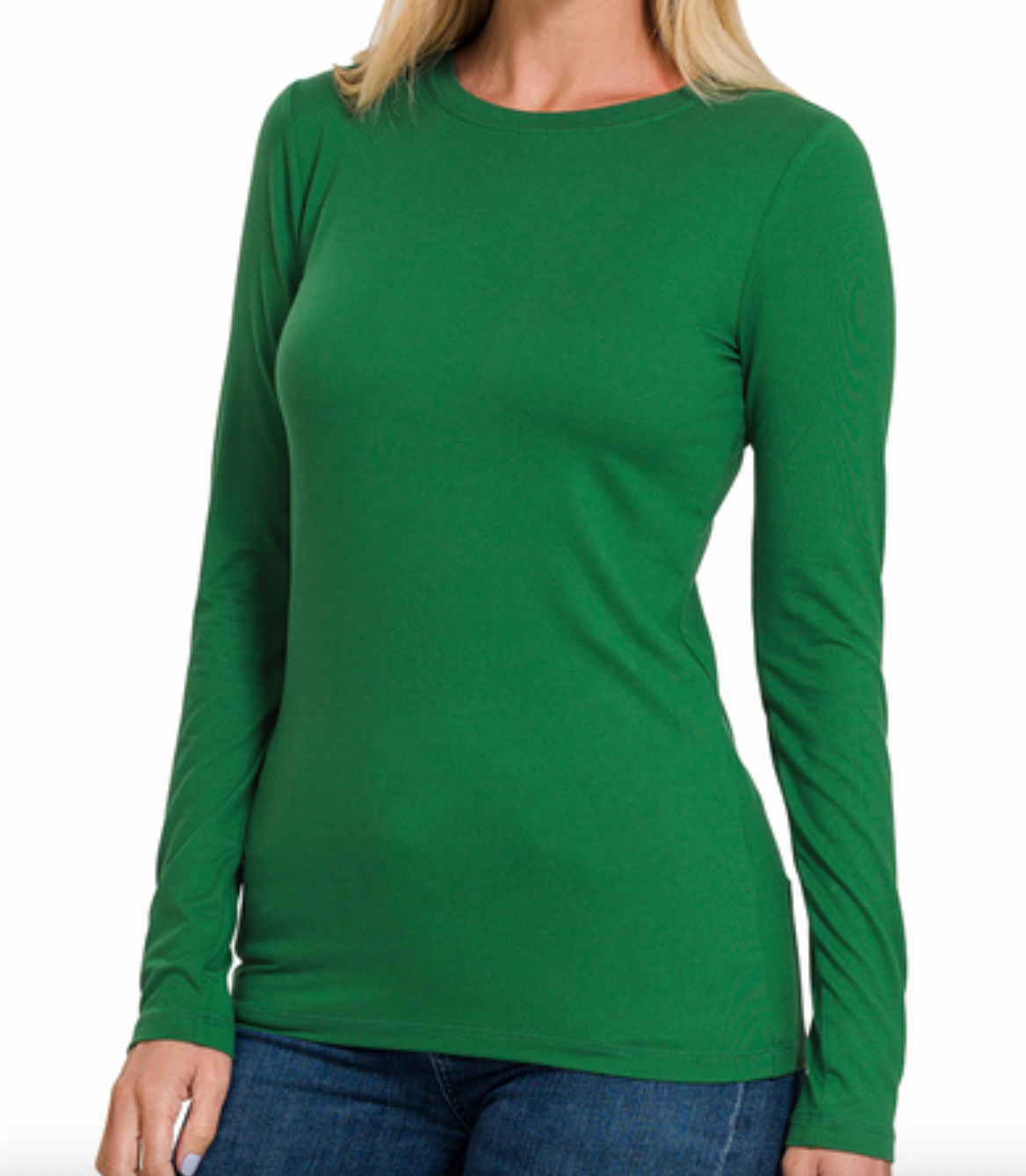 Brushed Microfiber Long Sleeve Tee Dk Green