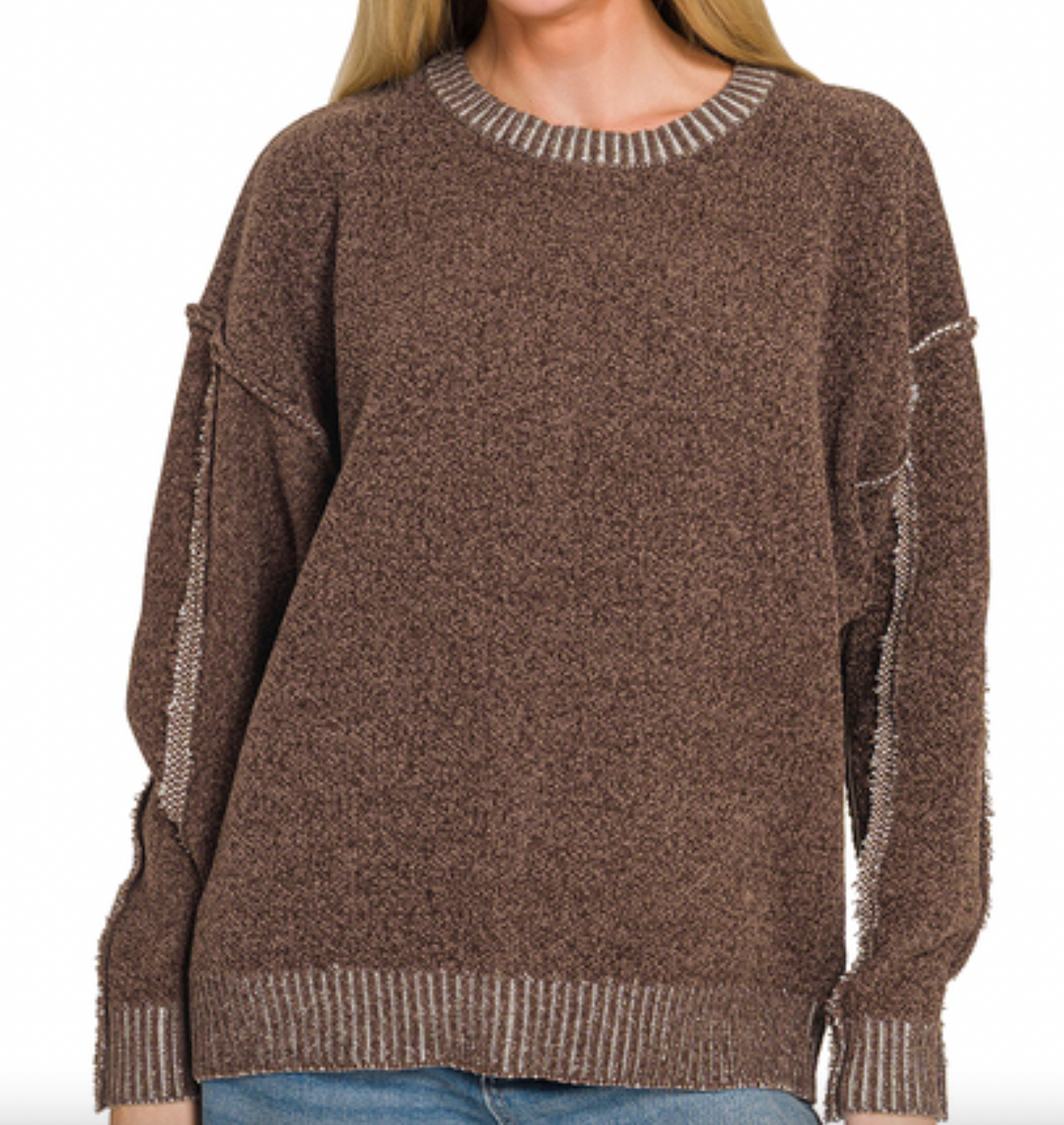 Exposed Seam Oversized Sweater