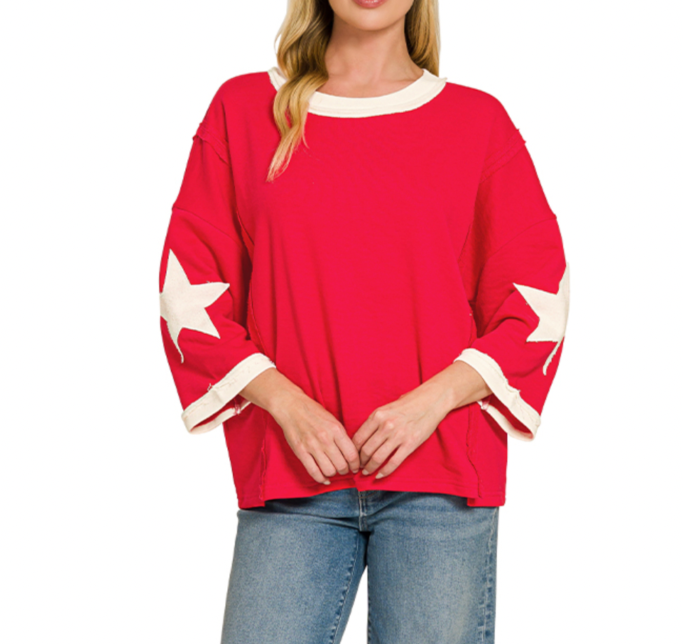 French Terry Star Patched Top