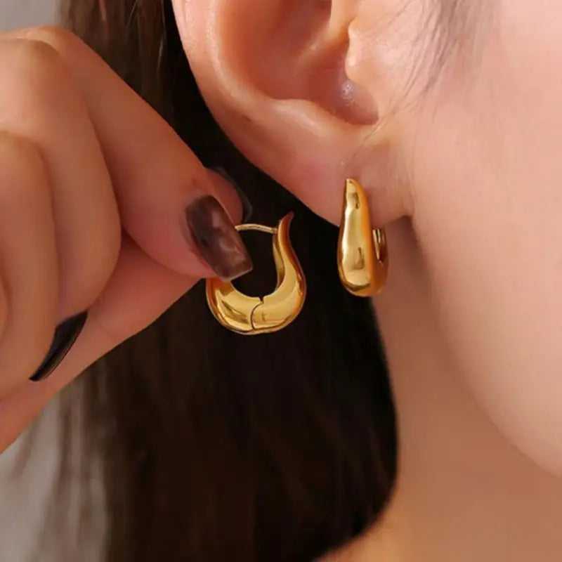 18K Stainless Steel Waterproof Tarnish Free U Hoops