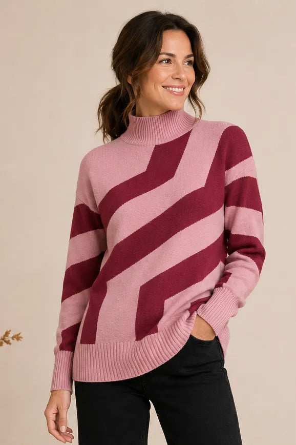 Hi-Lo Mock Neck Tunic Sweater