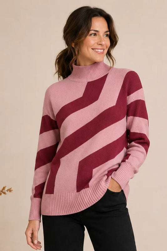 Hi-Lo Mock Neck Tunic Sweater