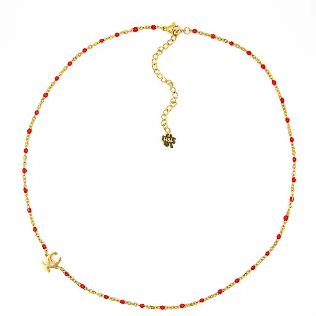 KC & Red Beaded Necklace
