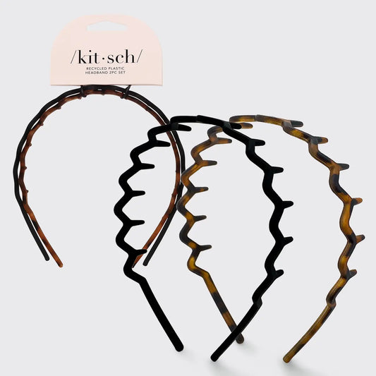 Kitsch - Zig Zag Headband 2pc - Black & Tort