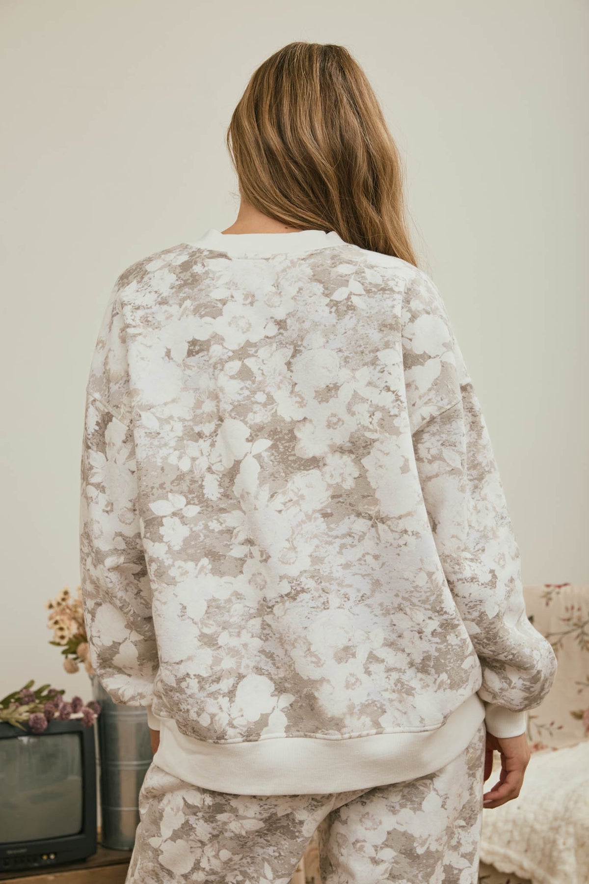 Floral Wash Boxy Crew
