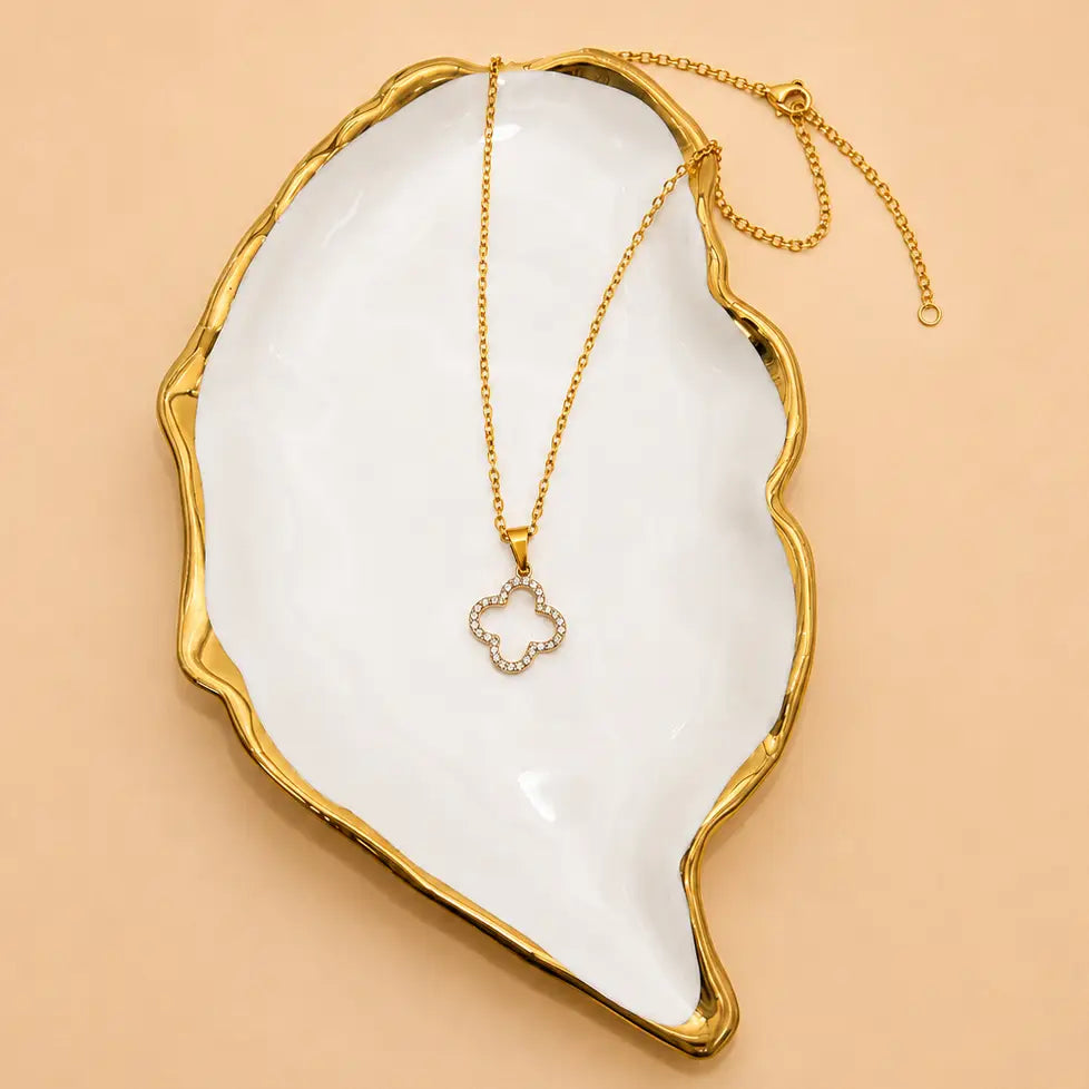 18K Stainless Steel Tarnish Free Clover Necklace