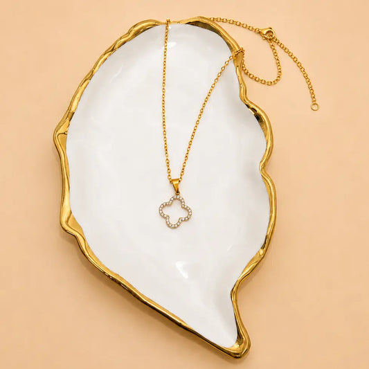 18K Stainless Steel Tarnish Free Clover Necklace
