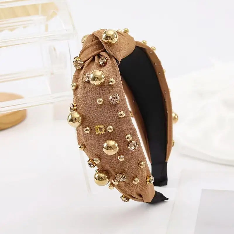 Multi Gold Ball Rhinestone Knot Headband