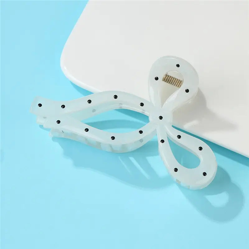 Polka Dot Bow Hair Claw Clips
