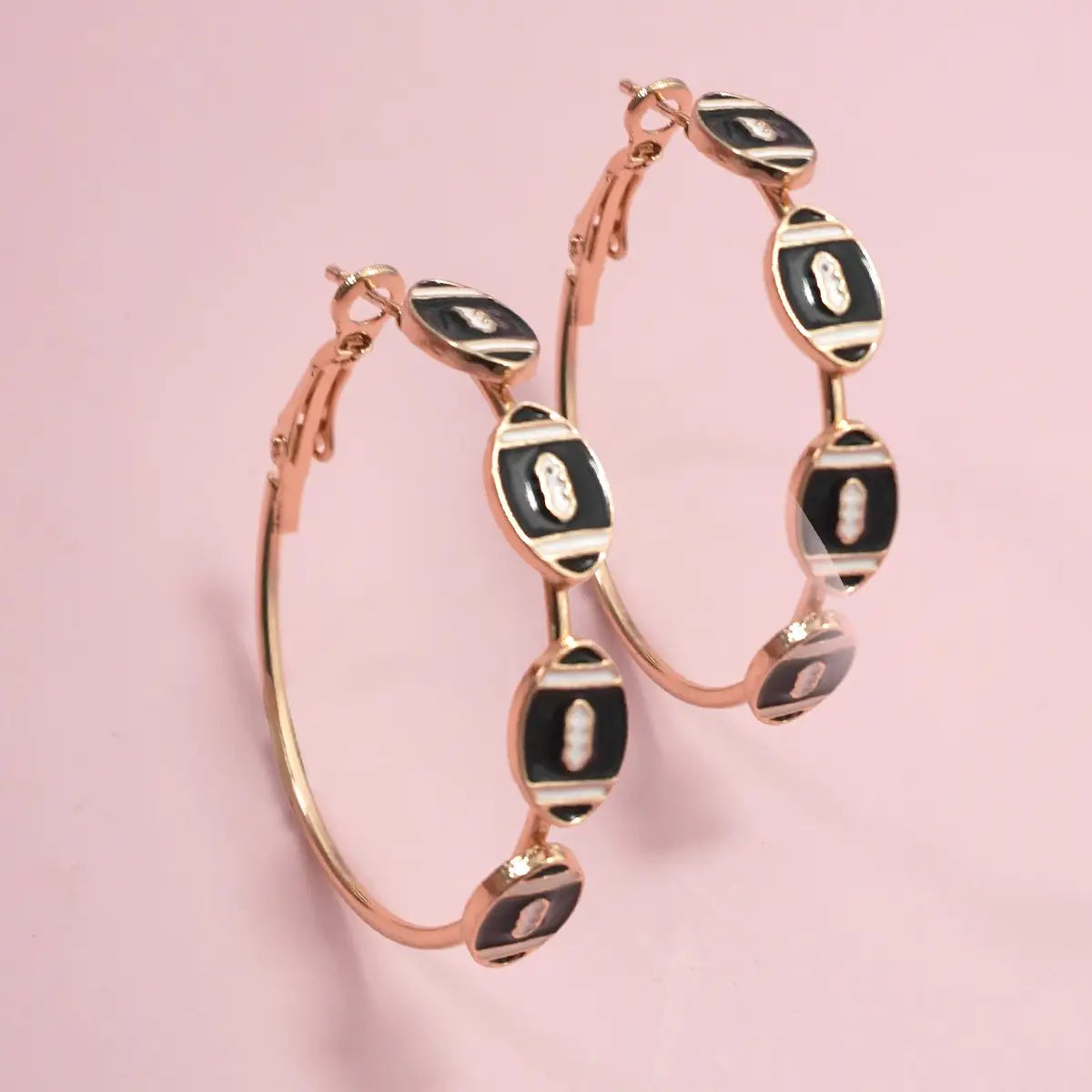 Gameday Football Baseball Hoop Earrings