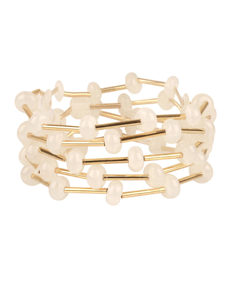 Marble Bead & Bar Stackable Bracelet