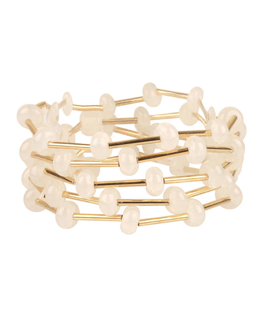 Marble Bead & Bar Stackable Bracelet
