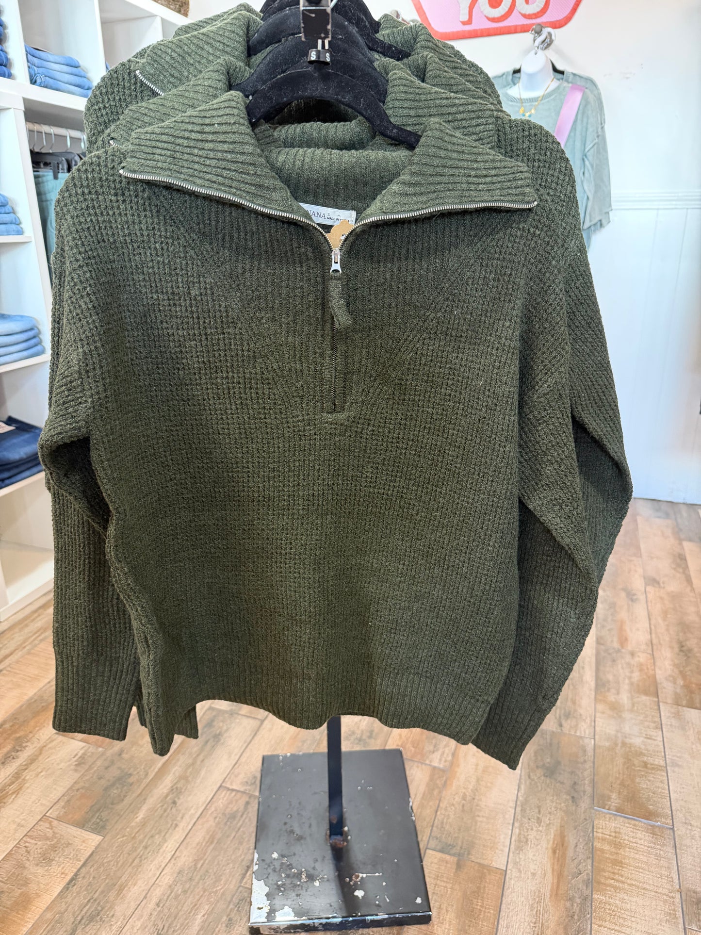 Half Zip High Collared Sweater