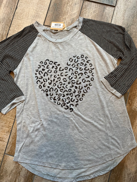 Leopard Heart 3/4 Sleeve