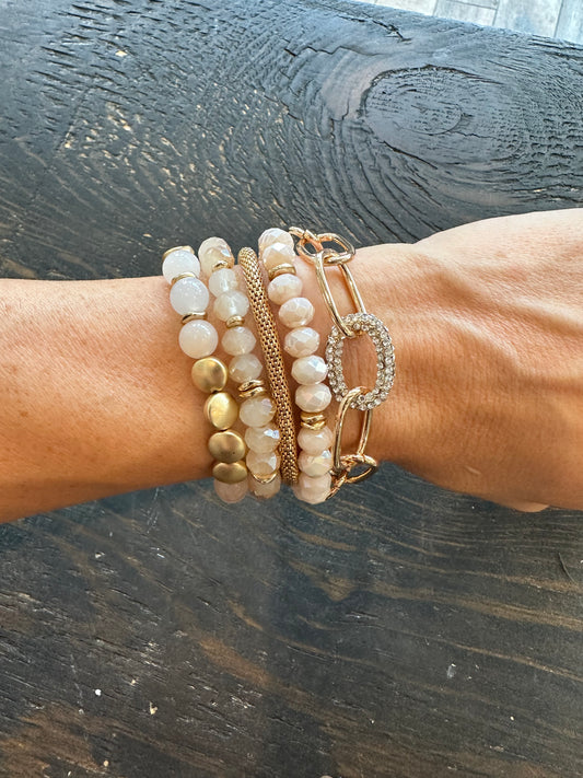 Iridescent and Gold Bracelet Stack
