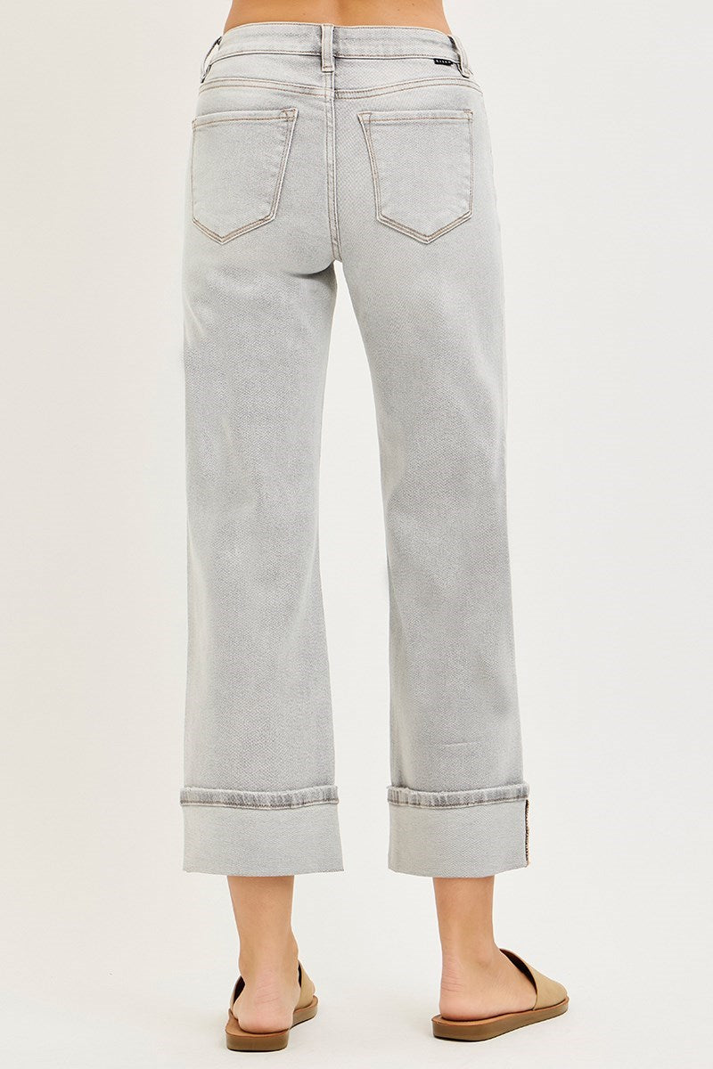 Risen - Mid Rise Crop Straight Jeans