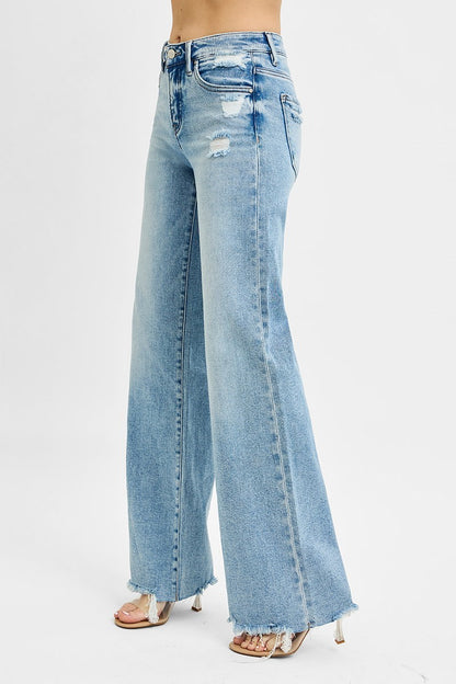 Risen - Tummy Control Mid Rise Wide Jeans