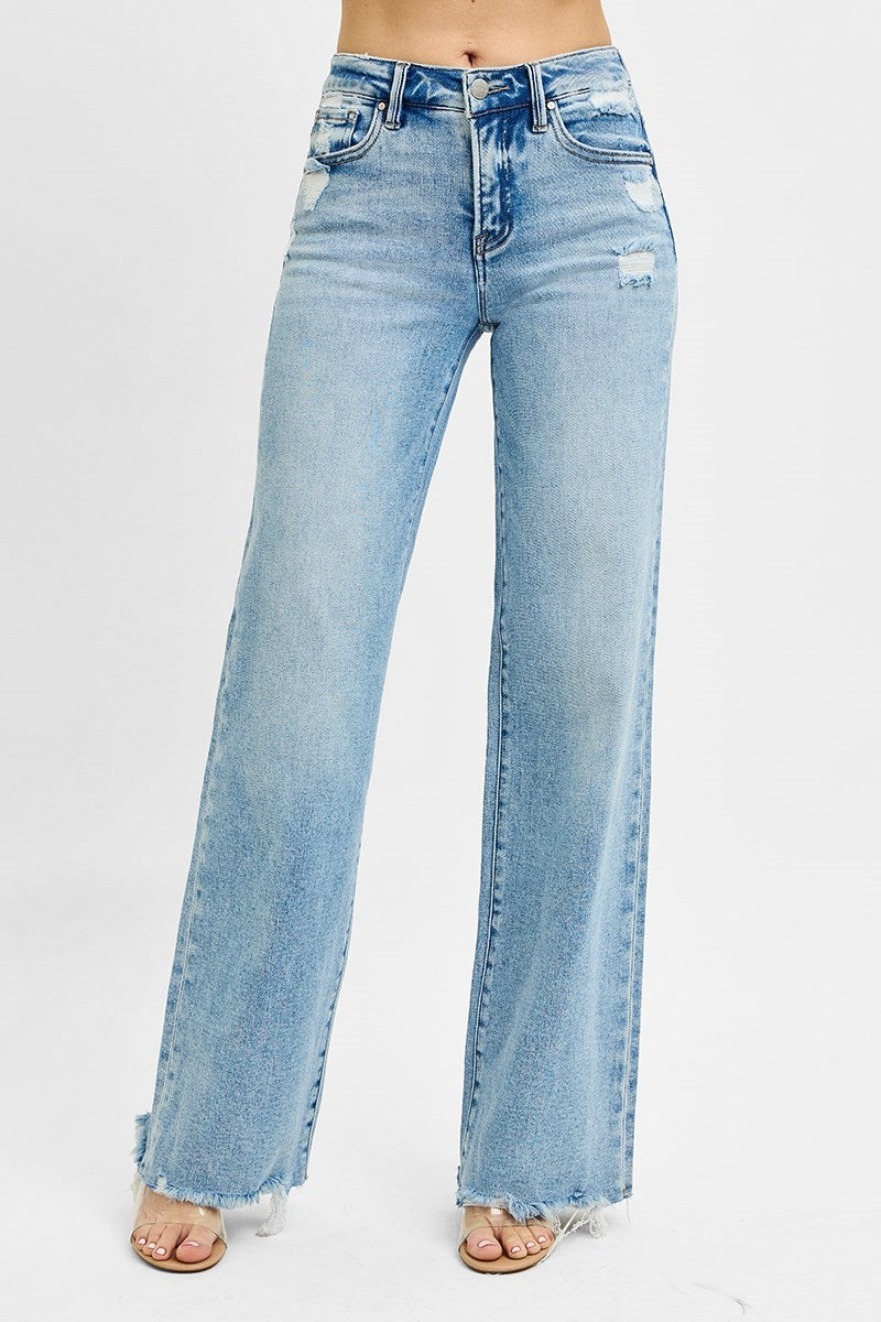 Risen - Tummy Control Mid Rise Wide Jeans