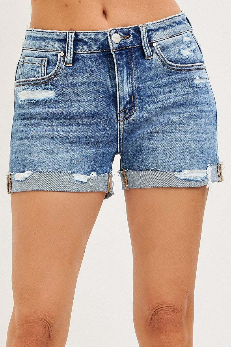 Risen - Mid Rise Cuffed Shorts