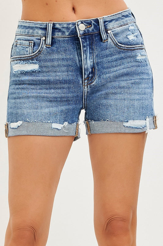 Risen - Mid Rise Cuffed Shorts