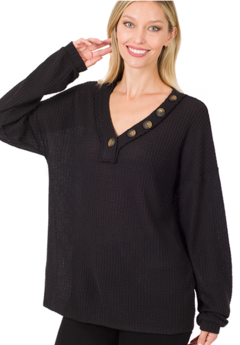 Brushed Thermal Button Sweater