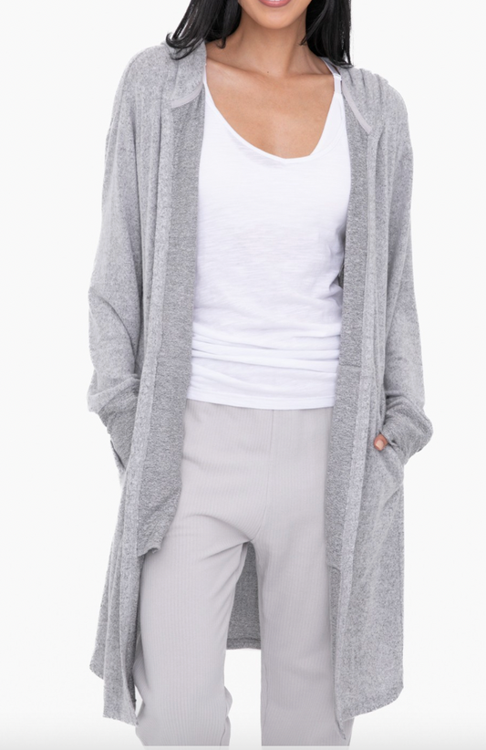 Open Front Hooded Cardigan