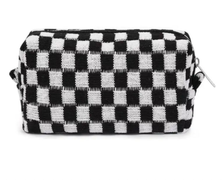 Checkered Makeup Cosmetic Bag