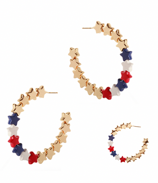 4th of July Beaded Hoops
