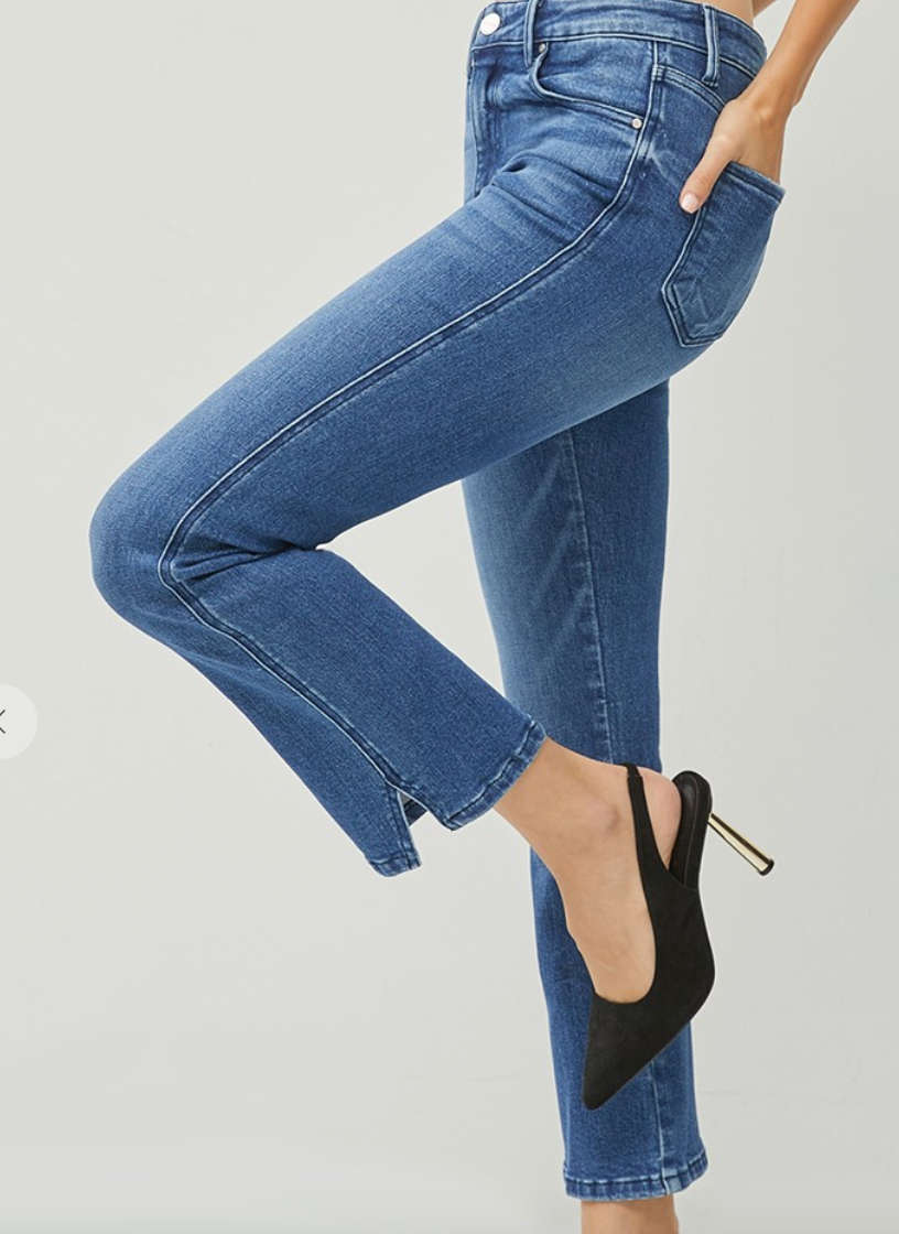 Risen - Mid Rise Slim Straight Jeans