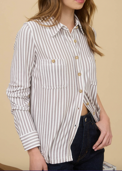 Stripe Collared Button Down