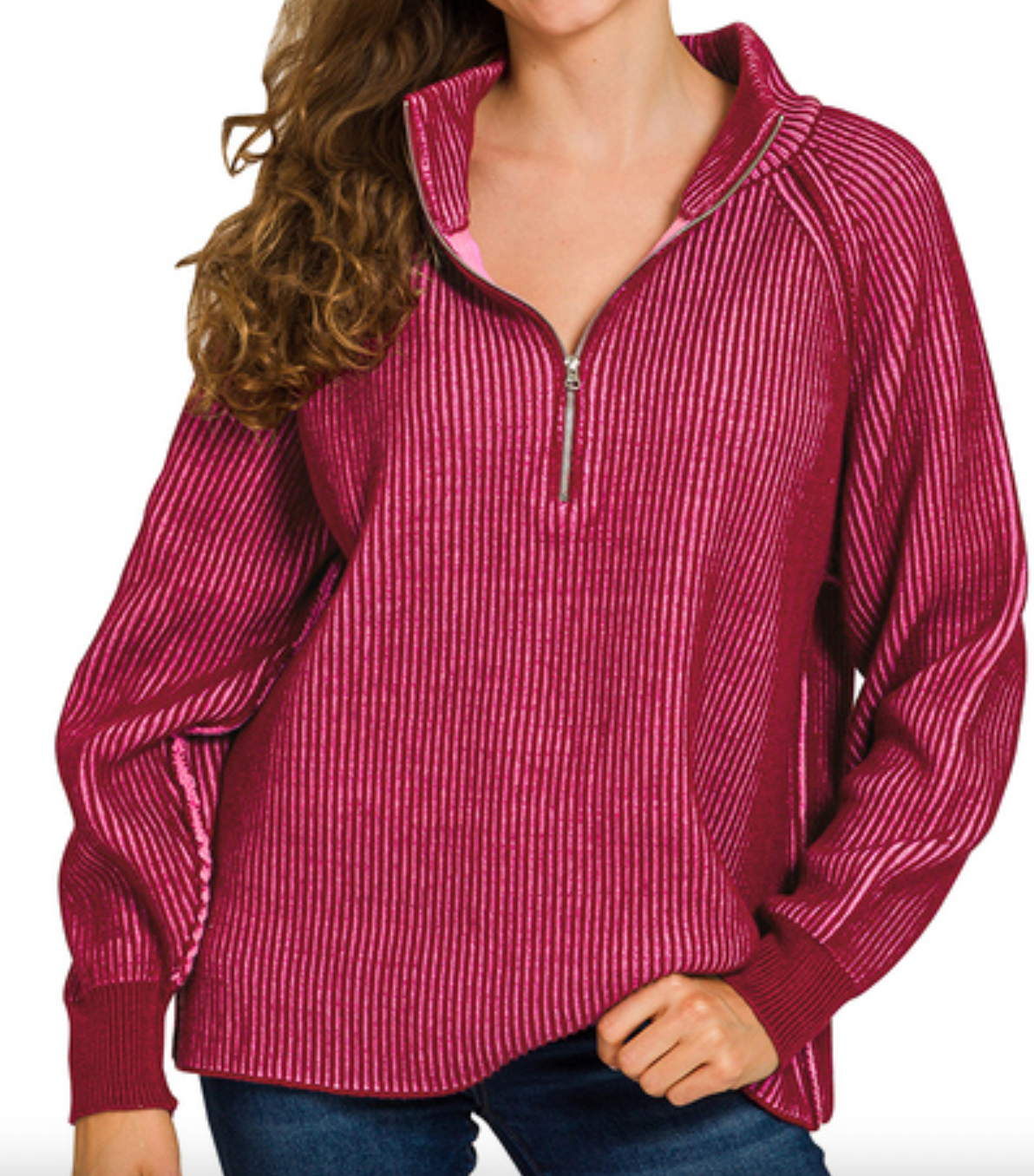 Two Tone Half Zip Sweater