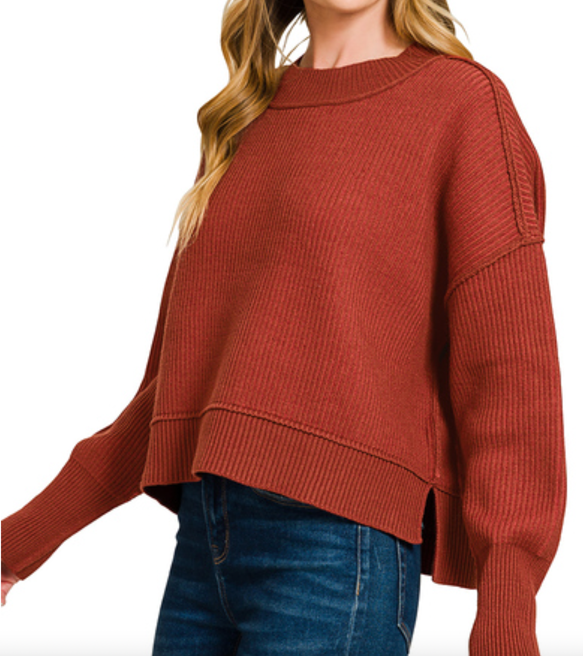 Exposed Seam Two Tone Sweater