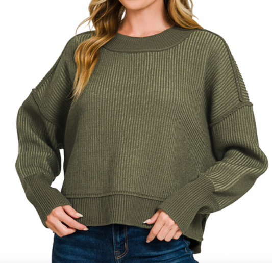 Exposed Seam Two Tone Sweater