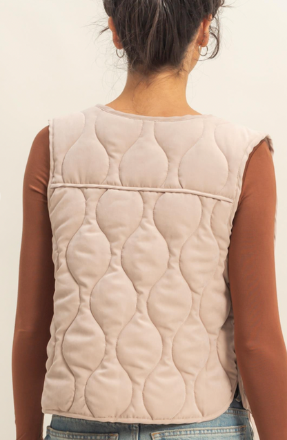 Quilted Vest w/Tie Front & Pockets