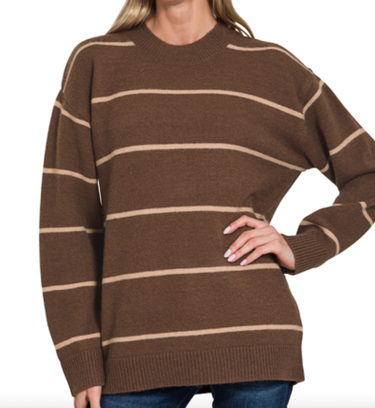Round Neck Striped Sweater