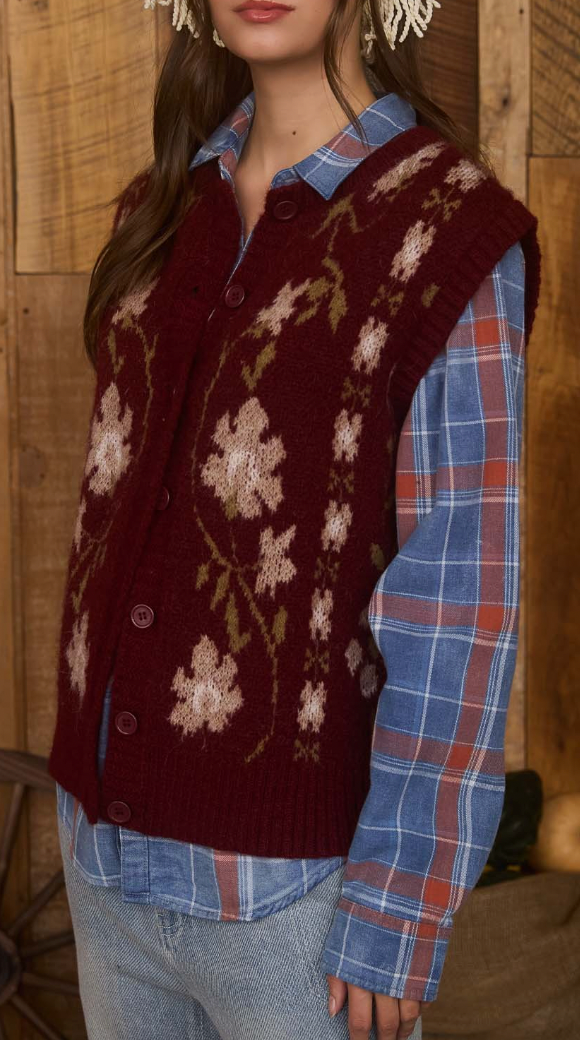 Floral Cardigan Vest
