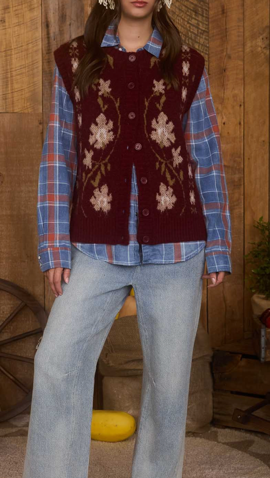 Floral Cardigan Vest