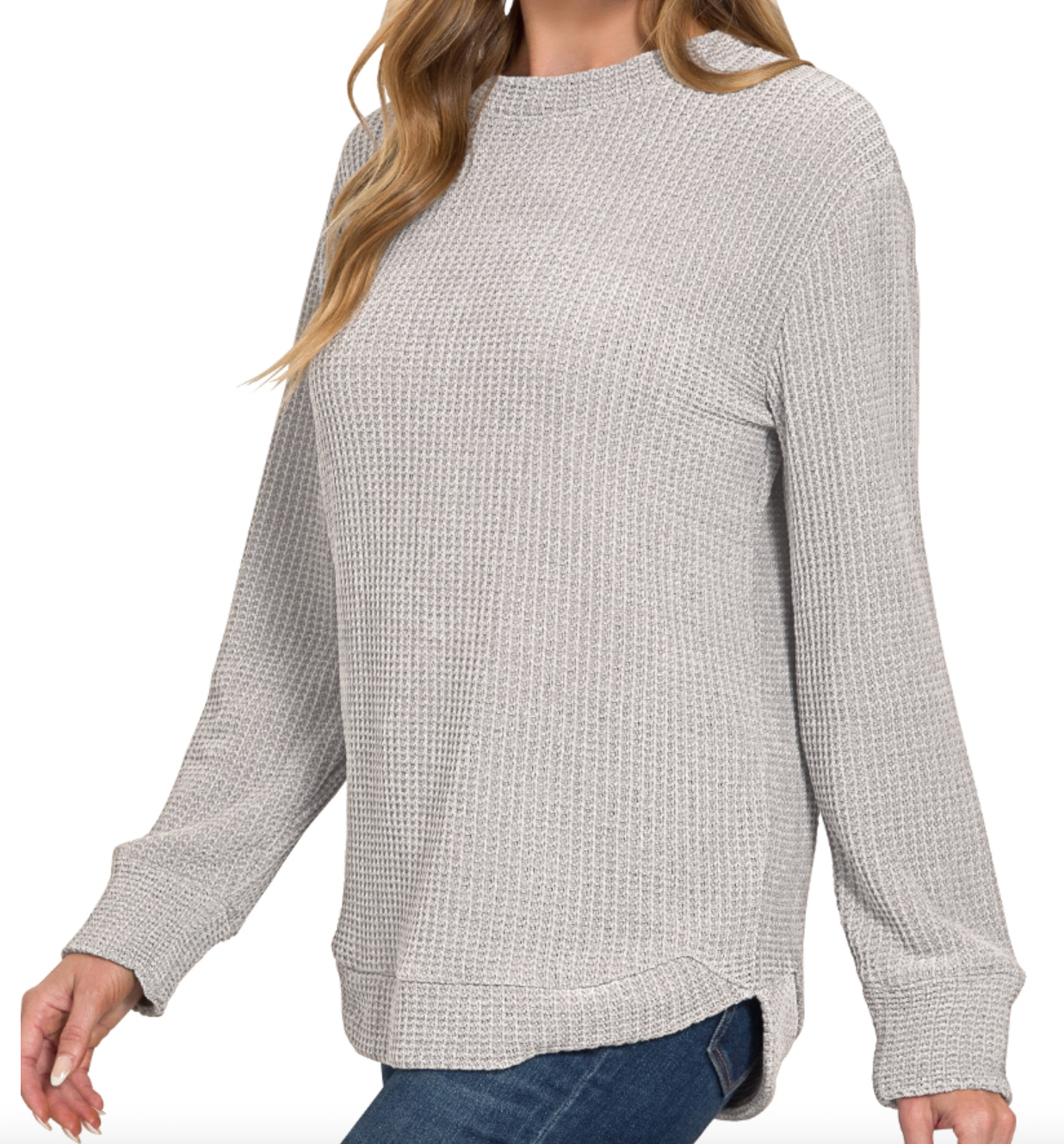 Chenille Waffle Knit Sweater Grey