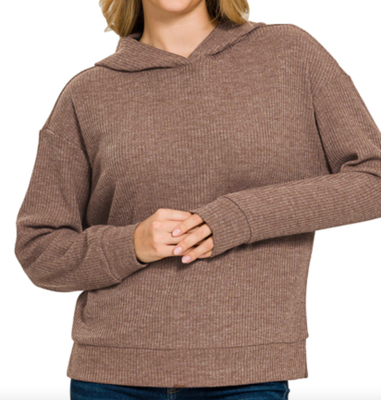 Ribbed Hoodie Pullover
