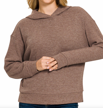 Ribbed Hoodie Pullover